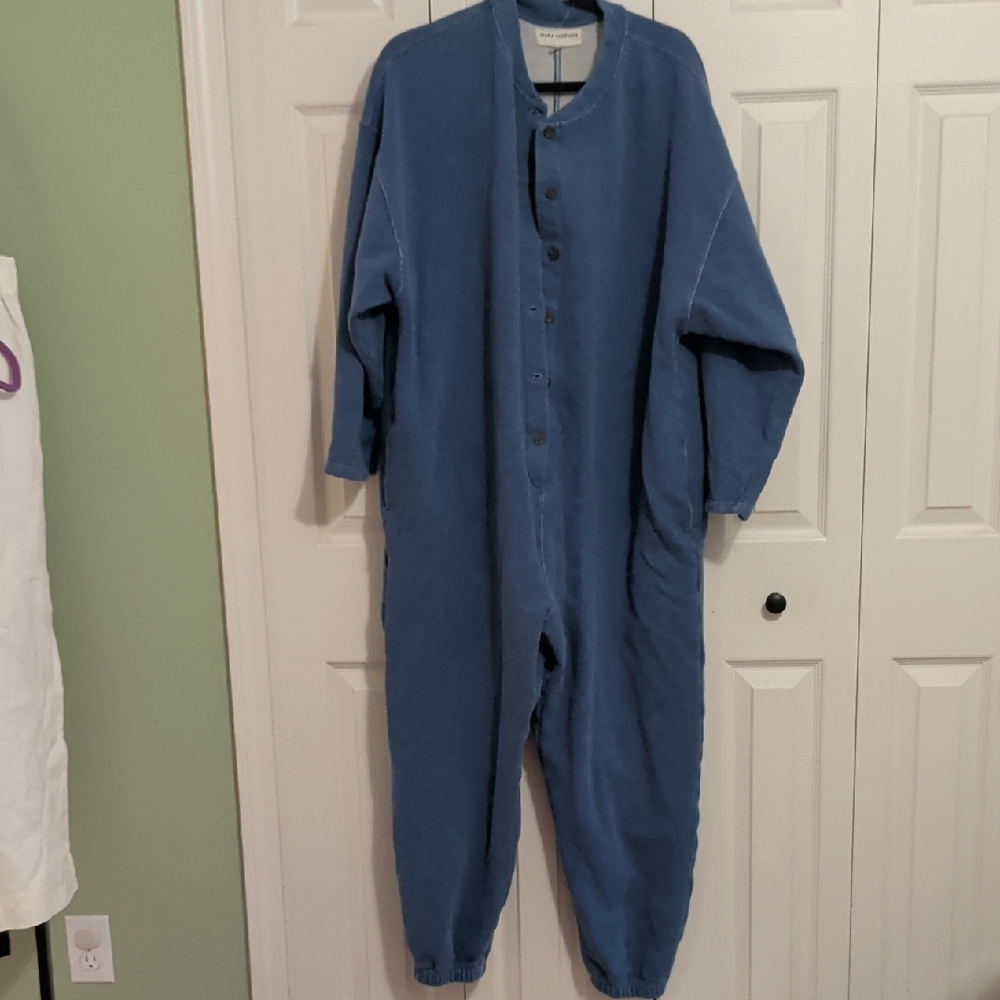 Mara Hoffman Blue Button-Up Jumpsuit